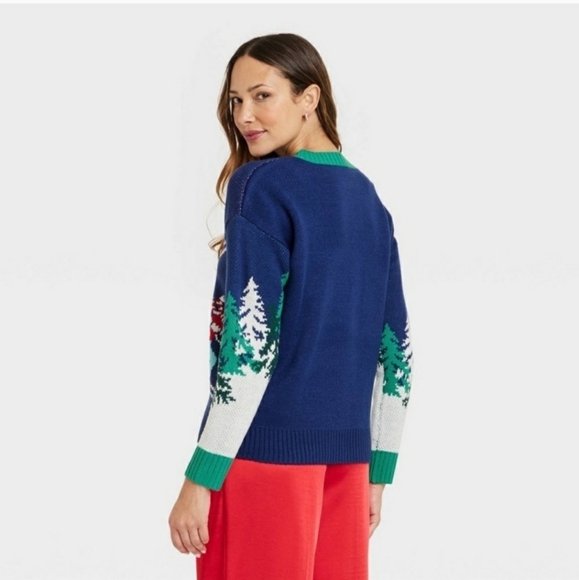 Women’s Alpine Skier Graphic Sweater Blue Medium - Picture 3 of 15